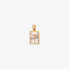 14K Gold Square Pendant with Christ Center (11x24mm)