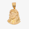 14K Gold Jesus Head Diamond Eyes Pendant (20x34mm)