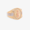 TRI-COLOR DIAMOND CUT GUADALUPE WITH CZ MEN'S RING