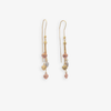 14K TRI-COLOR GOLD HEART DANGLING EARRINGS