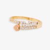 TRI-COLOR GOLD "TE AMO" BYPASS HEART WITH CZ ACCENTS RING