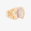 14K TRI-COLOR GUADALUPE BAGUETTE CZ MEN'S RING