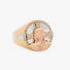 14K TRI-COLOR JESUS FACE DIAMOND CUT AND CZ MEN'S RING