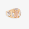 TRI-COLOR "SAN JUDAS" TEXTURED HORSESHOE SIDE CZ MEN'S RING