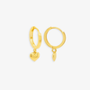 14K YELLOW GOLD DANGLING MINI HEART HUGGIE EARRING