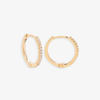14K YELLOW GOLD DIAMOND HUGGIE EARRINGS