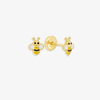 14K YELLOW GOLD HAPPY BEE ENAMEL SCREWBACK EARRINGS