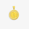 14K Yellow Gold Mexican Centenario Replica Cuban Link Pendant with CZ Accents – Men’s Pendant