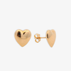 14K YELLOW GOLD PLAIN POINTED HEART STUD EARRING