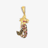 14K YELLOW GOLD RED CZ MERMAID PENDANT