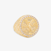14K YELLOW GOLD ROUND TEXTURED MEXICAN CENTENARIO WITH HALO CIMEN'S RING