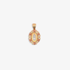 14K Gold Oval Virgin of Guadalupe Pendant with Floral Details