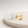14K YELLOW GOLD PEAR CUT STUD SCREWBACK EARRINGS
