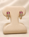 14K Gold Snake Earrings with CZ Stones and Pink Accents