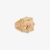 14K TRI-COLOR HORSE HEAD WITH CZ ACCENTS MEN'S RING