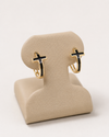 14K Gold Black Enamel Cross Hoop Earrings – 1.2g