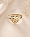 Golden Bloom Heart Mom Ring