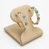 14K Gold Evil Eye & CZ Hoop Earrings – 3.2g