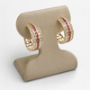 14K Gold Ruby & CZ Hoop Earrings – 2.4g