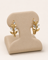 14K Gold Two-Tone Leaf Branch Earrings – 2.2g