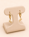 14K Gold Moon Charm Hoop Earrings