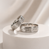 Carved 14K White Gold Bands