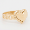 14K YELLOW GOLD DIAMOND CUT HEART CHAIN LINK RING