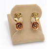 14K Gold Sweet 15 Rose Earrings with Cubic Zirconia – 3.8g