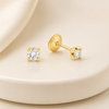 14K Gold colors  CZ Screwback Stud Earrings