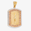 14K Gold Cross Pendant with Christ and Diamond Accents